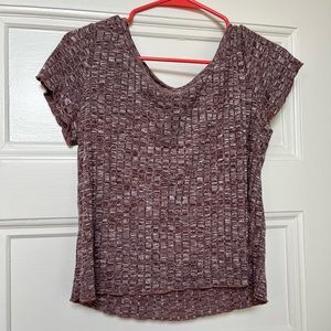 Purple knit short sleeved shirt